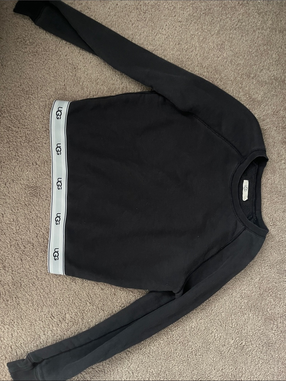 UGG Men's Black Crewneck with Branded Hem